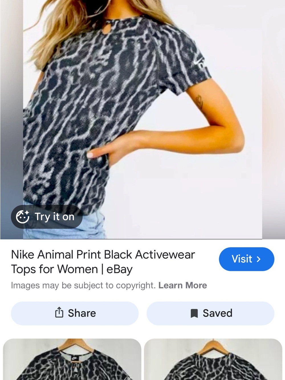 Under Armour Women's Black and Gray Short Sleeve Animal Print Tee new one x